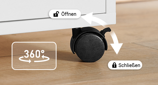 360° drehbare Rollen mit Bremse
