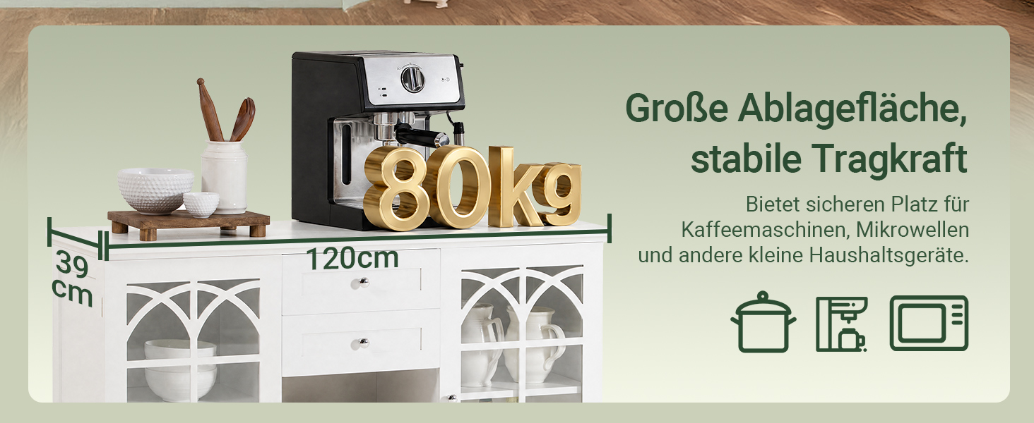 Große Ablagefläche, stabile Tragkraft