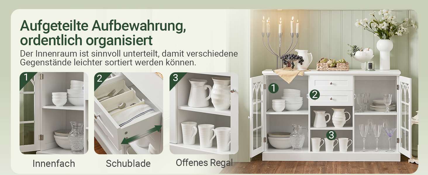 Aufgeteilte Aufbewahrung, ordentlich organisiert