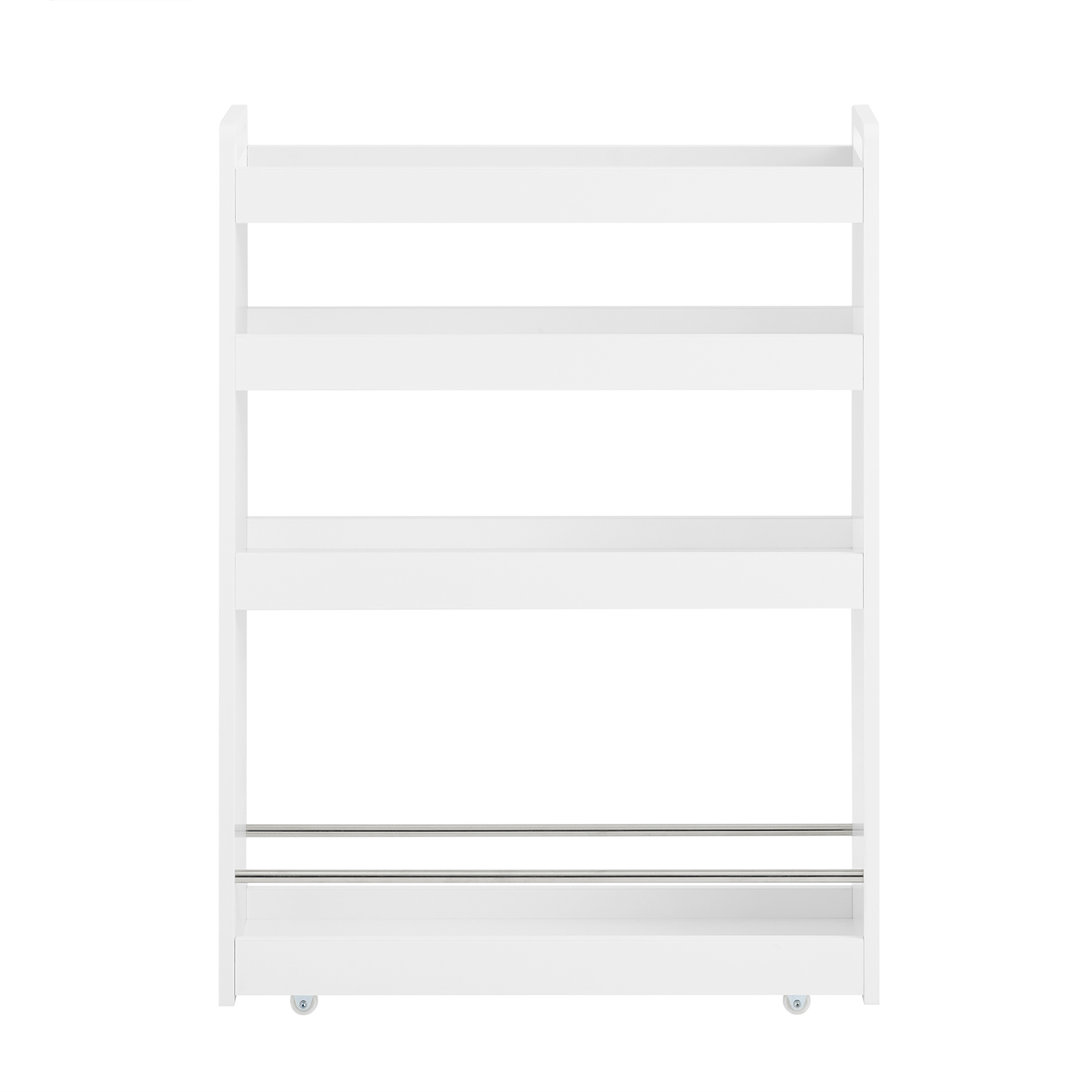 SoBuy Förvaringshylla med Hjul – 4 Hyllor | Vit 60x18x82cm NSR01-W